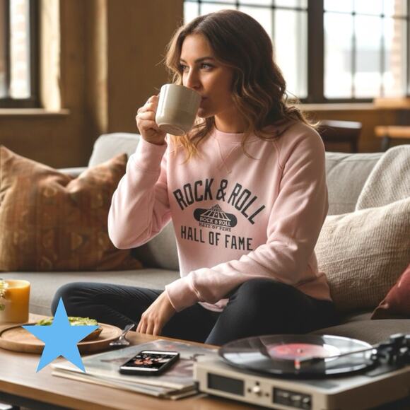 Rock & Roll Hall of Fame Cleveland Champion Barely Pink Womens Sweatshirt S 2 4 - Picture 5 of 14